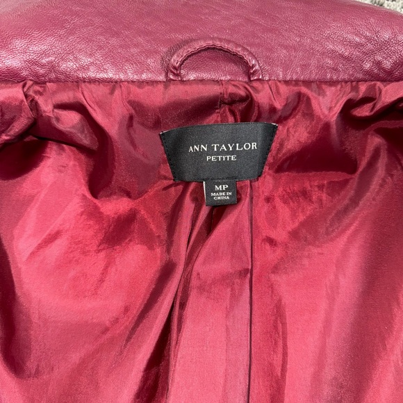 Maroon / Burgundy Vegan Leather Moto Jacket - Picture 6 of 6